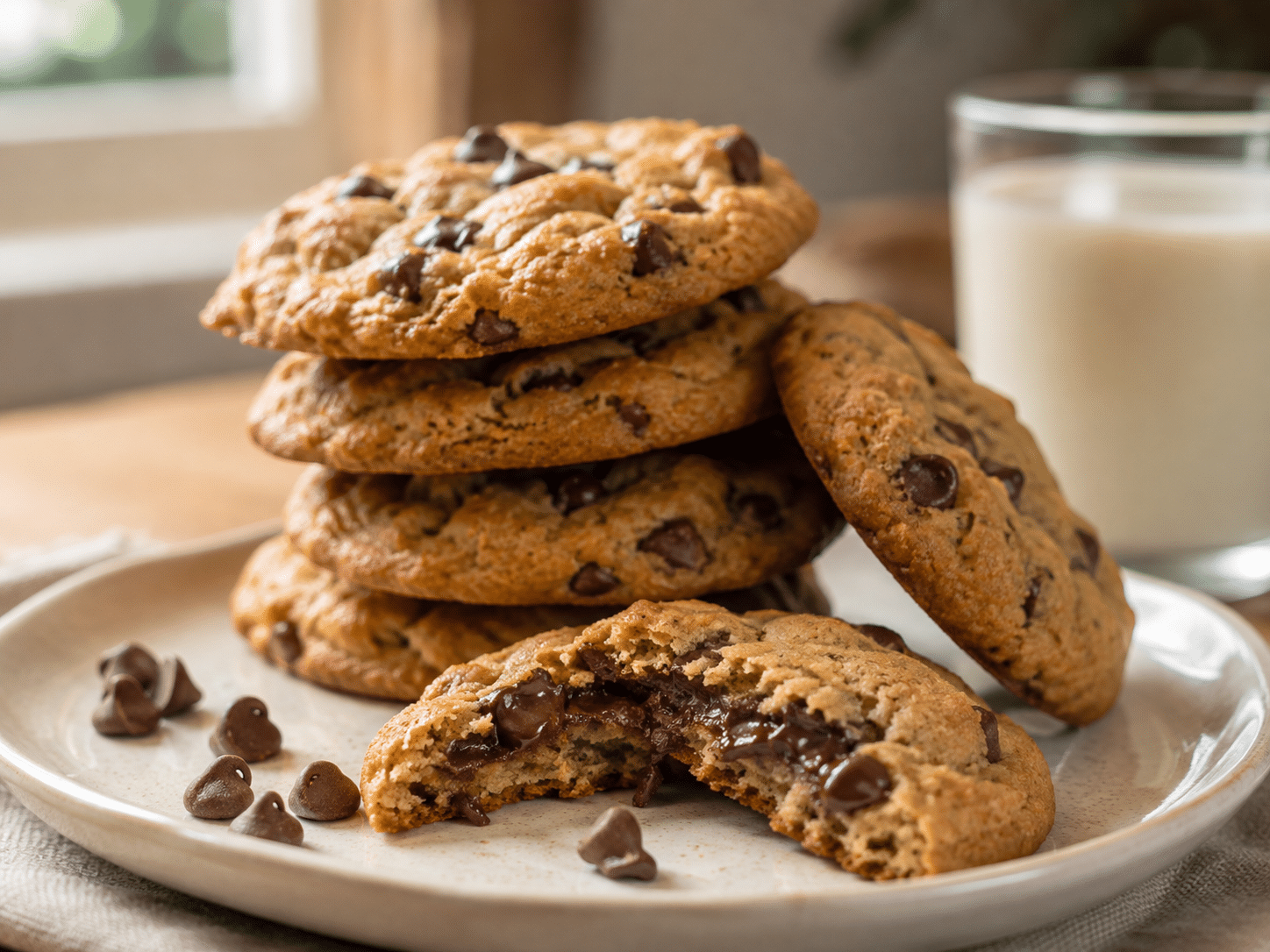 Soft and chewy keto chocolate chip cookies made with almond flour and sugar-free chocolate chips.