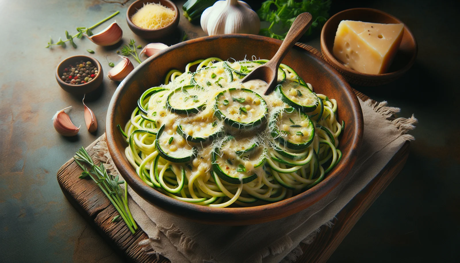 Zucchini Noodles with Garlic Parmesan Sauce