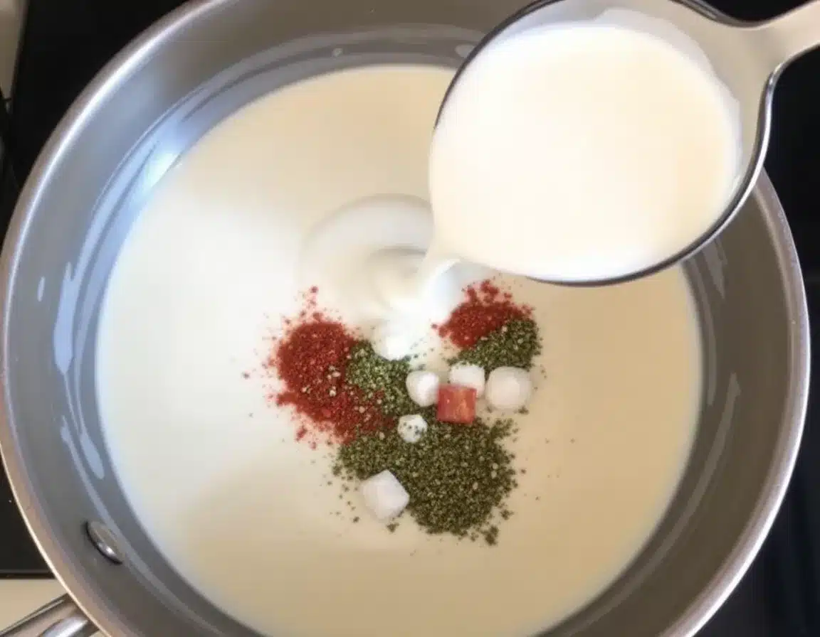 Create the Cream Base Pour in the heavy cream and add the Italian seasoning, salt, and pepper. Bring to a gentle simmer for 2 minutes until it begins to thicken.