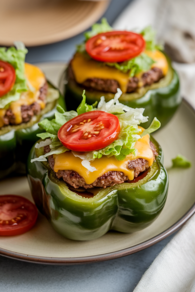 Cheeseburger Stuffed Bell Peppers