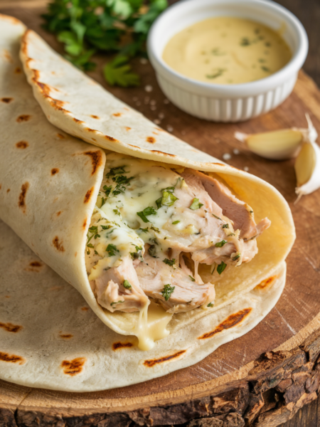 Keto Cheesy Garlic Chicken Wraps