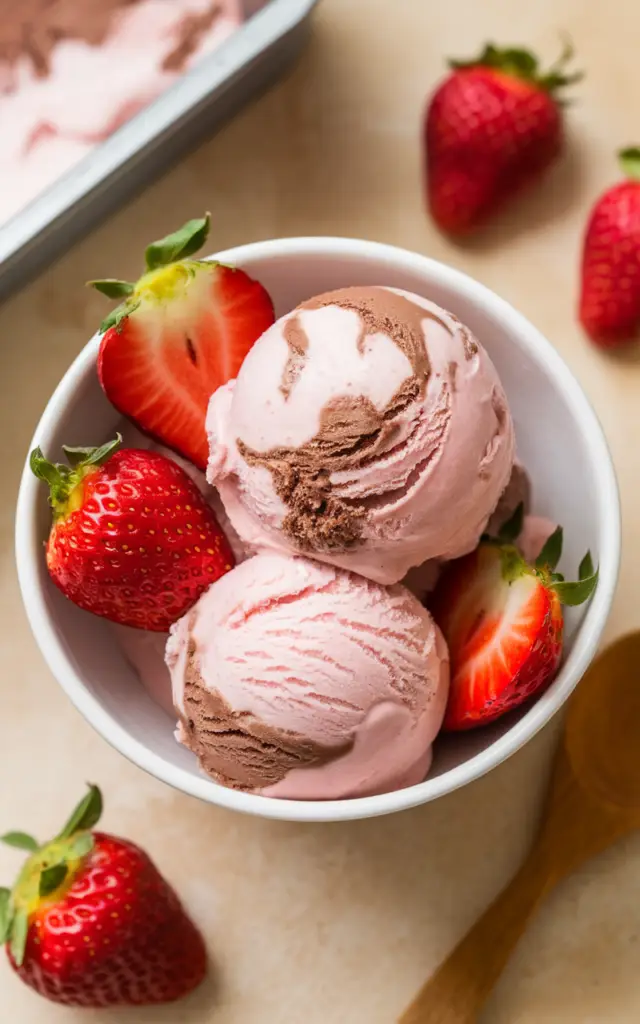 Keto Strawberry Chocolate Vanilla Ice Cream