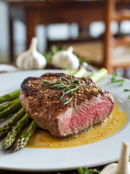 Garlic Butter Steak with Roasted Asparagus