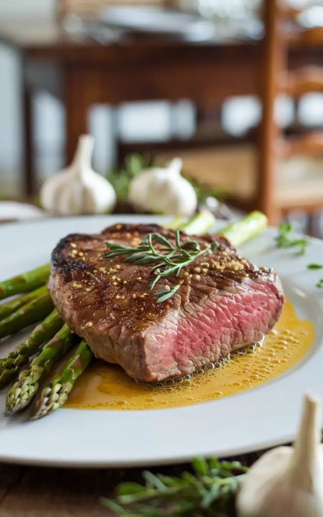 Garlic Butter Steak with Roasted Asparagus