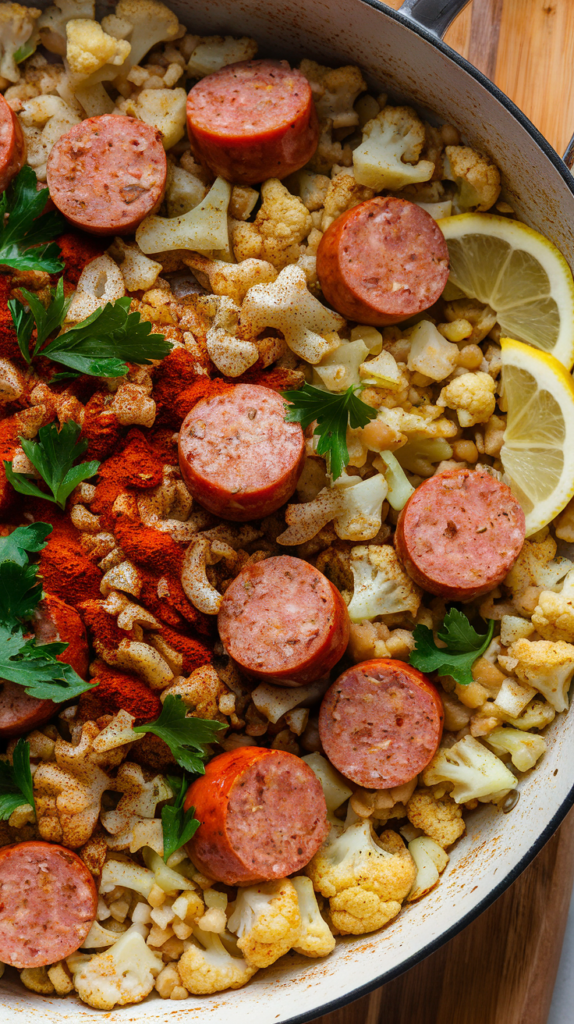 Spicy Sausage and Cauliflower Rice Skillet
