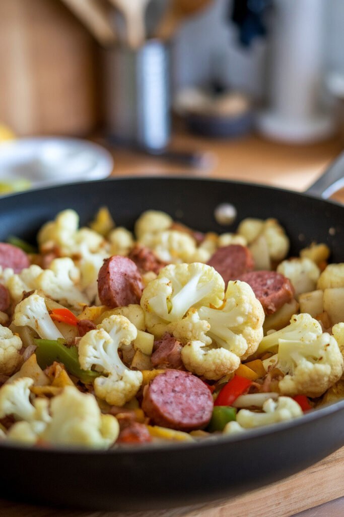 5 Egg-Free Keto Breakfasts That Keep You Full Until Lunch Savory Cauliflower Hash with Sausage