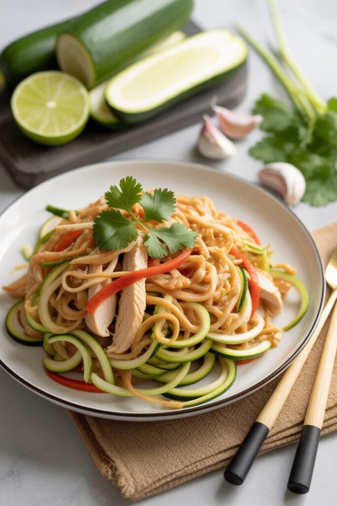 Keto Chicken Pad Thai with Zoodles