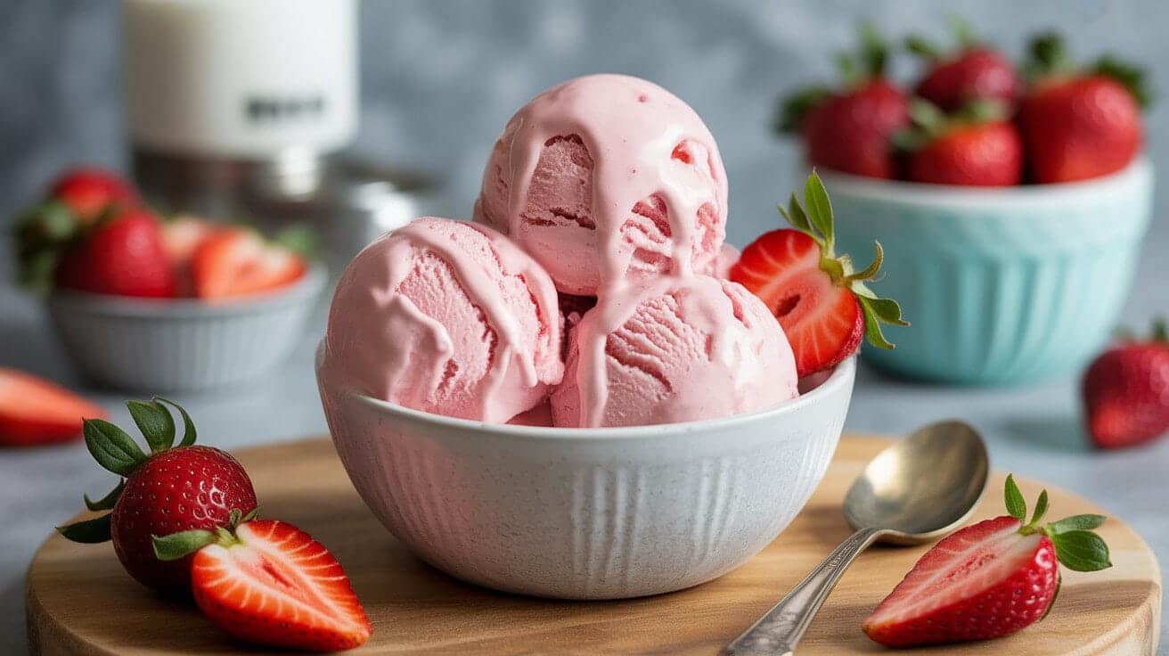 Creamy Keto Strawberry Cheesecake Ice Cream