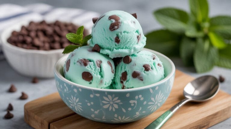Keto Mint Chocolate Chip Ice Cream (Low-Carb)