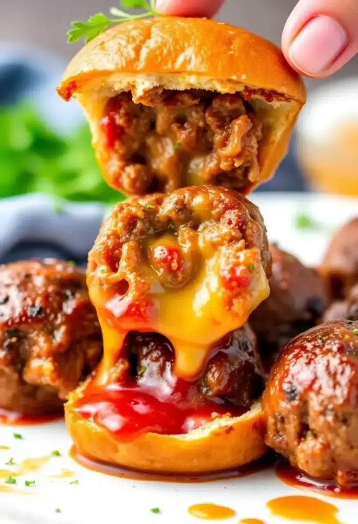 9. Cheddar-Stuffed Meatballs 🧀
