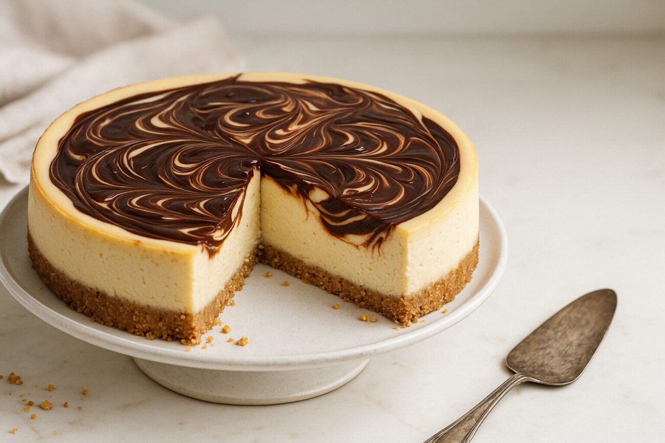 Keto Chocolate Swirl Cheesecake, Bakery Style