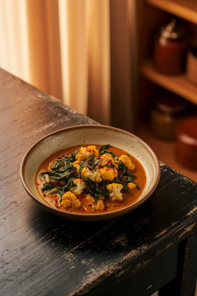 Keto Cauliflower and Spinach Curry (Vegetarian)