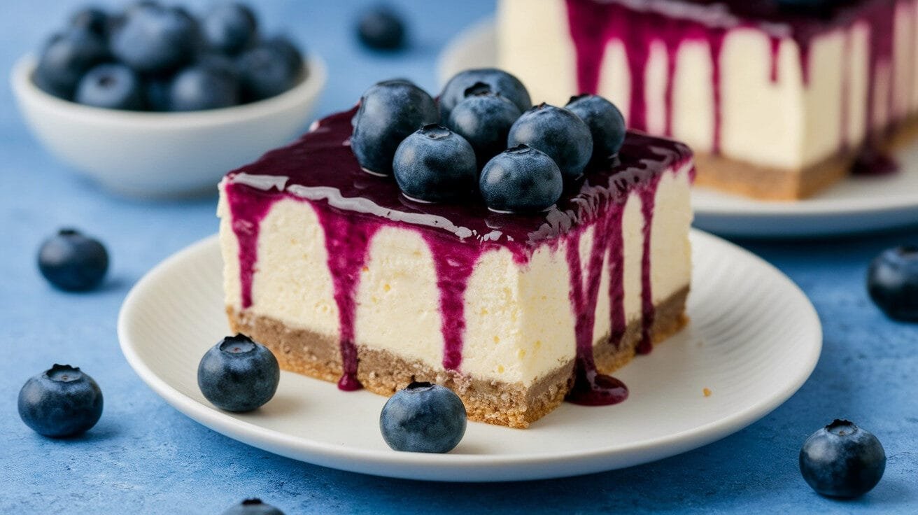 Keto No-Bake Blueberry Cheesecake Bars