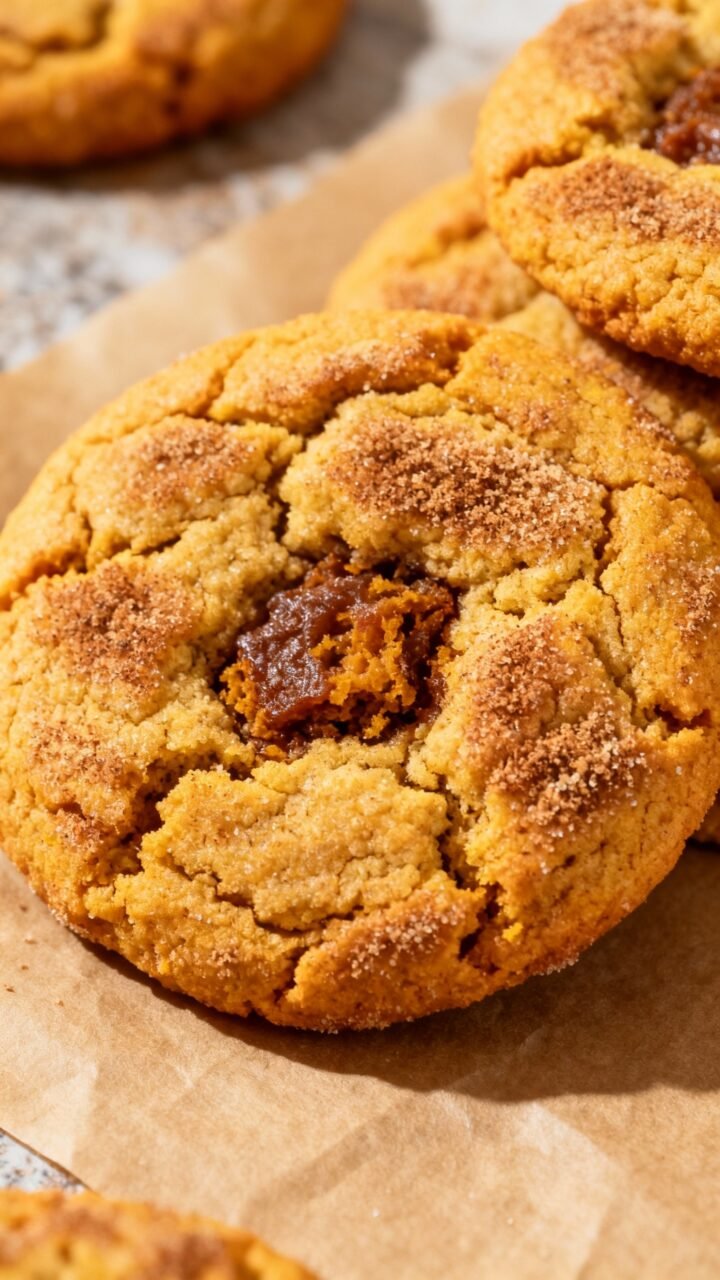 Irresistible Pumpkin Snickerdoodles With Brown Sugar & Spice: Crispy Edges, Chewy Centers, Instant Obsession Closeup of crackly pumpkin snickerdoodles, brown sugar cinnamon coating, chewy centers visible, on w