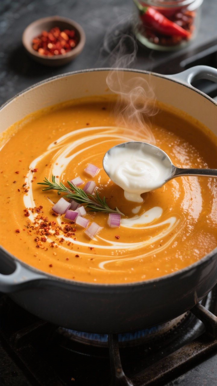 Keto Pumpkin Soup With Roasted Red Pepper and Feta 