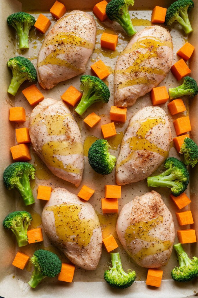 Baked Chicken with Sweet Potatoes & Broccoli: The Lazy Genius Dinner Baked Chicken with Sweet Potatoes & Broccoli