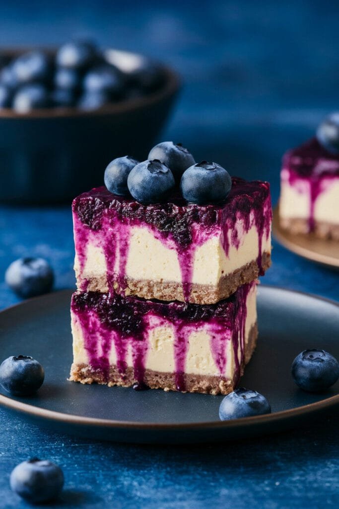 Keto No-Bake Blueberry Cheesecake Bars