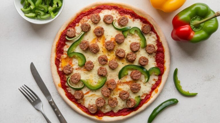Keto Pizza Supreme with Sausage and Peppers