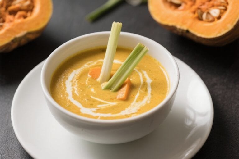 Creamy Thai Coconut Pumpkin Soup With Lemongrass
