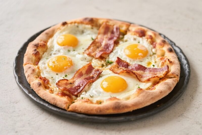 Breakfast Keto Pizza with Bacon and Eggs – A Satisfying Low-Carb Morning Favorite