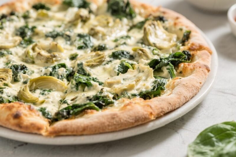 Spinach Artichoke Keto Pizza with Creamy Topping - Comforting, Low-Carb Pizza Night Spinach Artichoke Keto Pizza with Creamy Topping – Comforting, Low-Carb Pizza Night