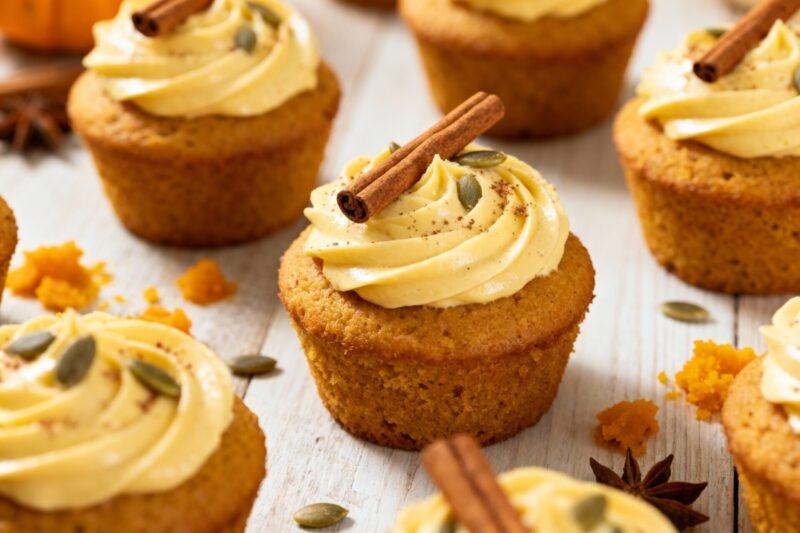 Spiced Pumpkin Cupcakes With Cream Cheese Frosting