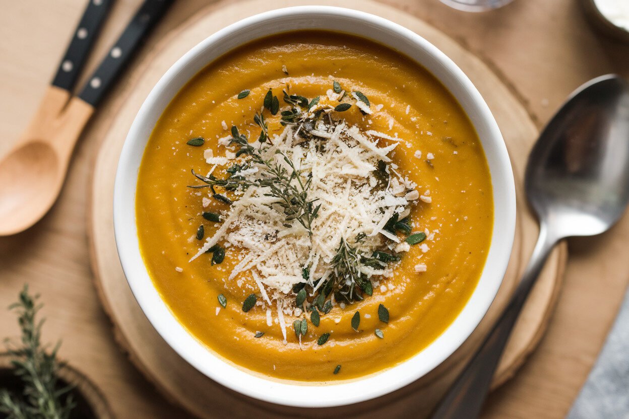 Savory Keto Pumpkin Soup with Parmesan and Herbs You’ll Want on Repeat (Even If You’re Not Keto) Savory Keto Pumpkin Soup with Parmesan and Herbs