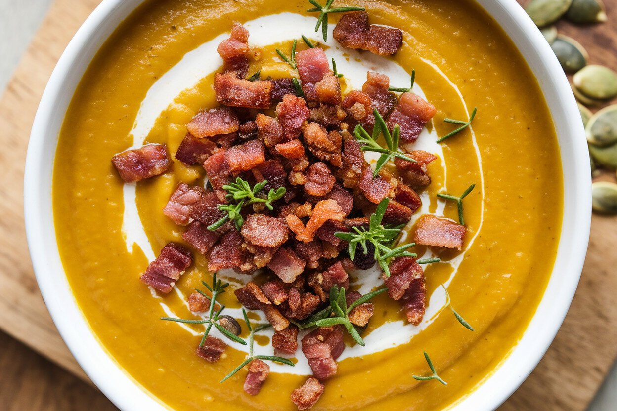Spiced Keto Pumpkin Soup with Bacon Crumbles: The Cozy, Creamy, Low-Carb Bowl You’ll Brag About Spiced Keto Pumpkin Soup with Bacon Crumbles