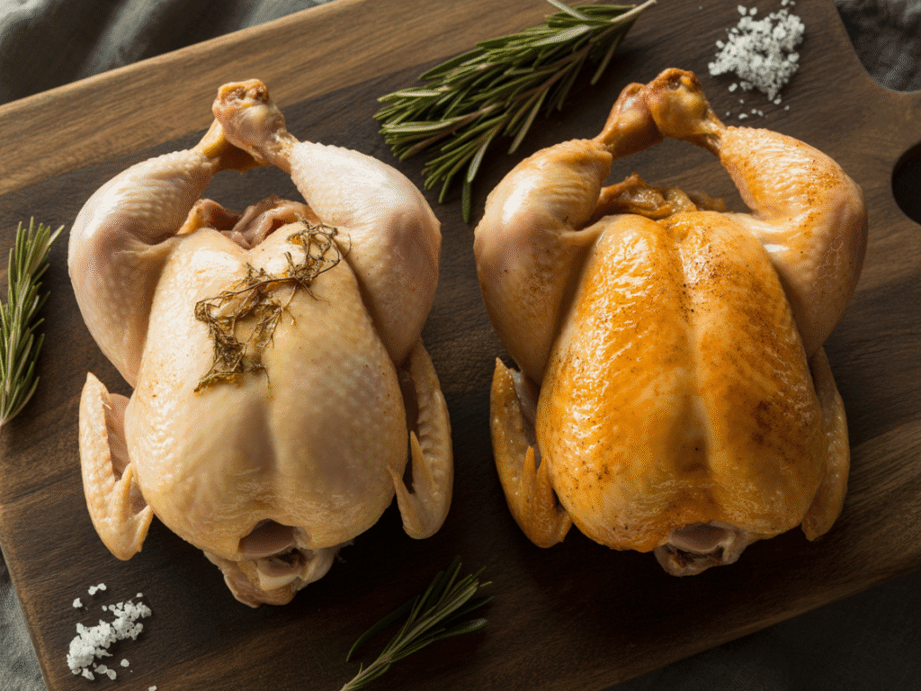 A comparison image showing dry overcooked chicken next to juicy perfectly cooked chicken.
Aspect Ratio: 4:3 (Horizontal)