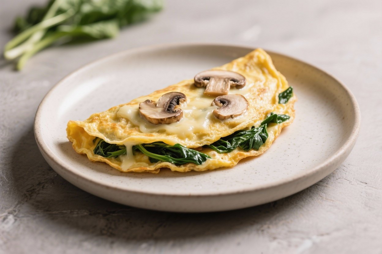 Cheesy Spinach and Mushroom Omelet